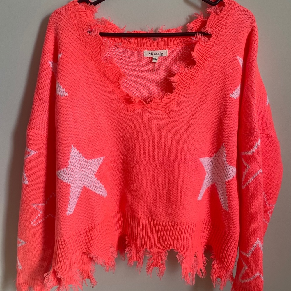 Dolls Kill Hot Pink Deep V Sweater